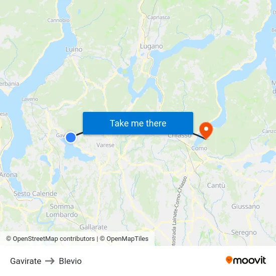 Gavirate to Blevio map