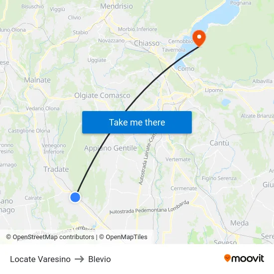 Locate Varesino to Blevio map