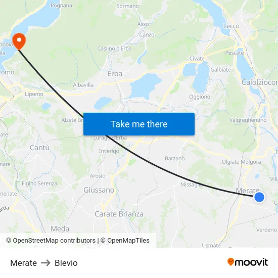 Merate to Blevio map