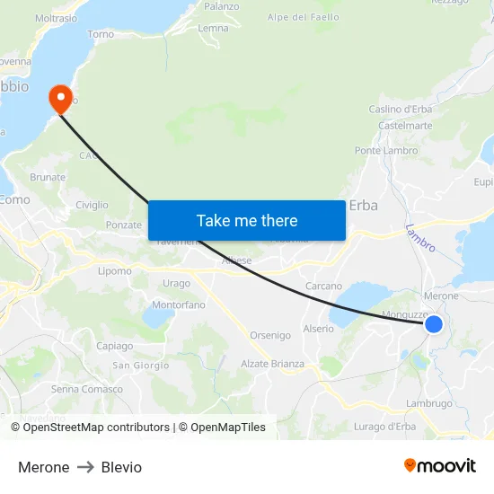 Merone to Blevio map