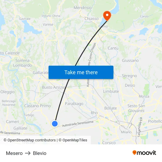 Mesero to Blevio map
