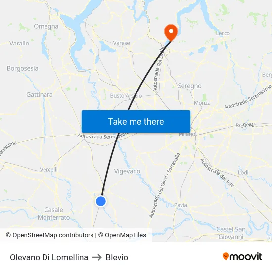 Olevano Di Lomellina to Blevio map