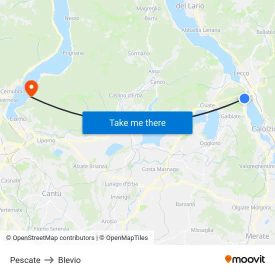 Pescate to Blevio map