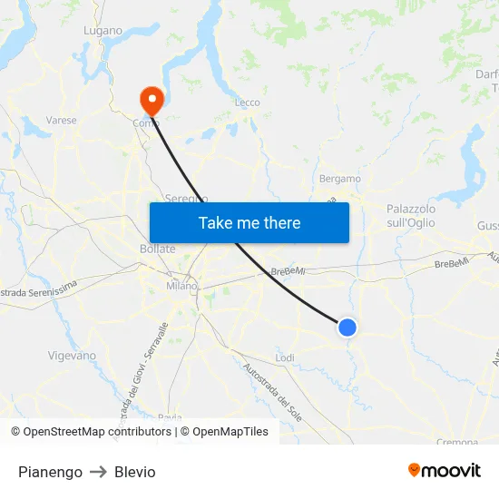 Pianengo to Blevio map