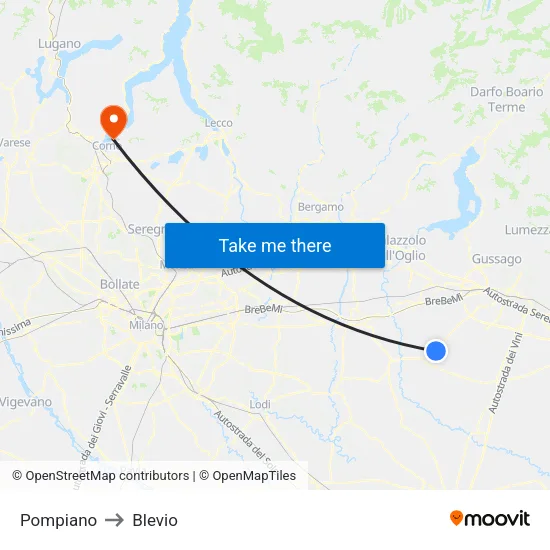 Pompiano to Blevio map