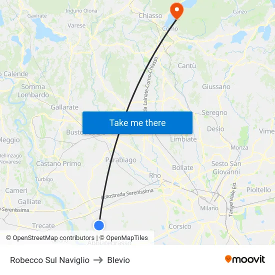 Robecco Sul Naviglio to Blevio map