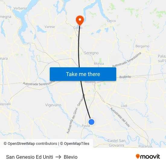 San Genesio Ed Uniti to Blevio map