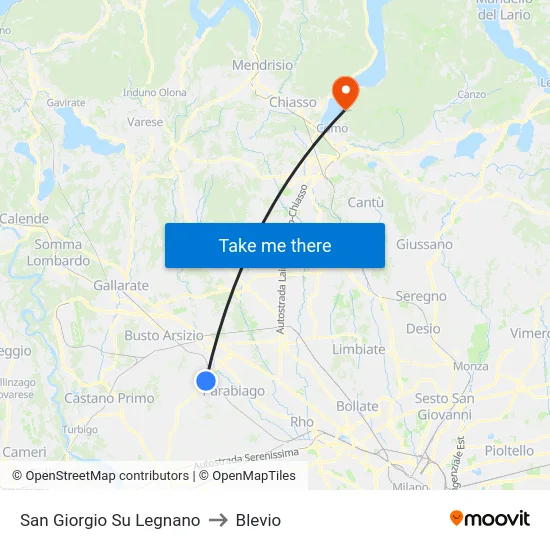 San Giorgio Su Legnano to Blevio map