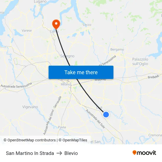 San Martino In Strada to Blevio map