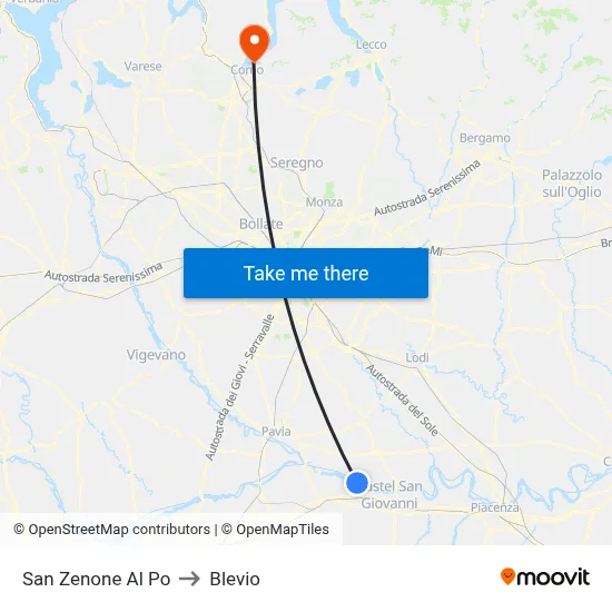San Zenone al Po to Blevio map