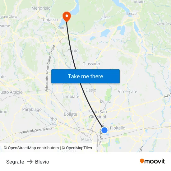 Segrate to Blevio map