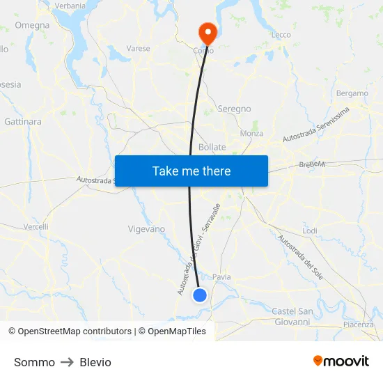Sommo to Blevio map