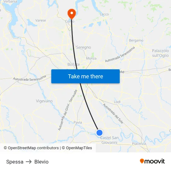 Spessa to Blevio map