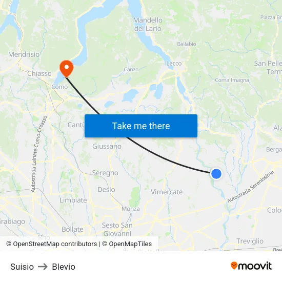 Suisio to Blevio map