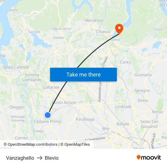 Vanzaghello to Blevio map