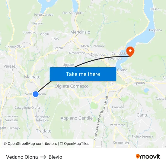 Vedano Olona to Blevio map