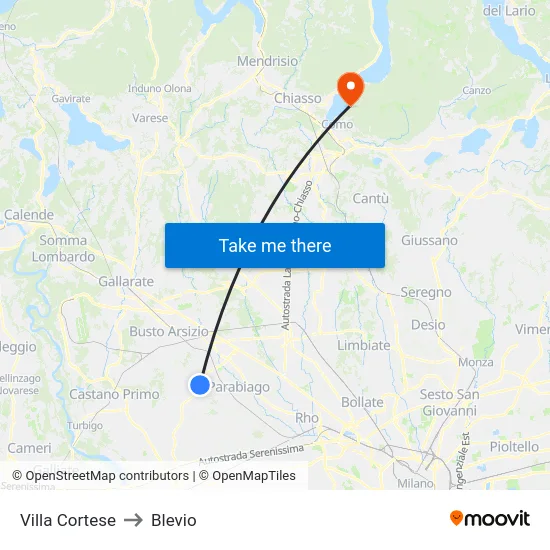 Villa Cortese to Blevio map