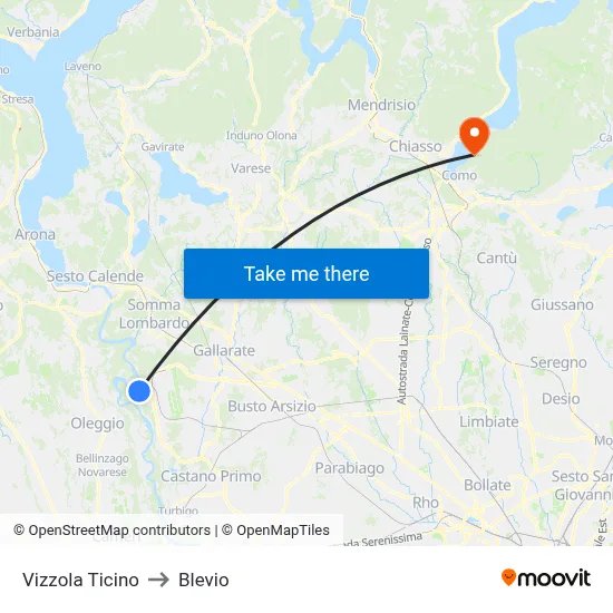 Vizzola Ticino to Blevio map