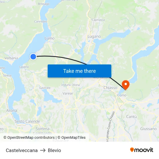 Castelveccana to Blevio map