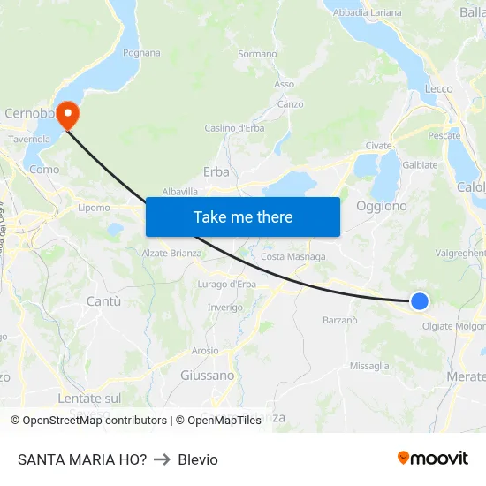Santa Maria Ho? to Blevio map