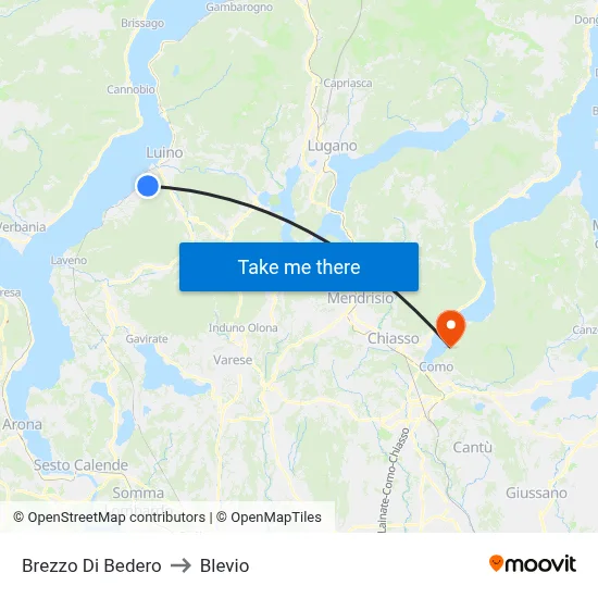 Brezzo Di Bedero to Blevio map