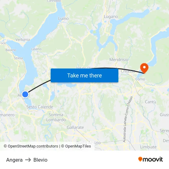 Angera to Blevio map