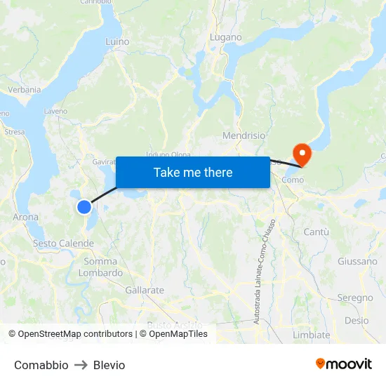 Comabbio to Blevio map