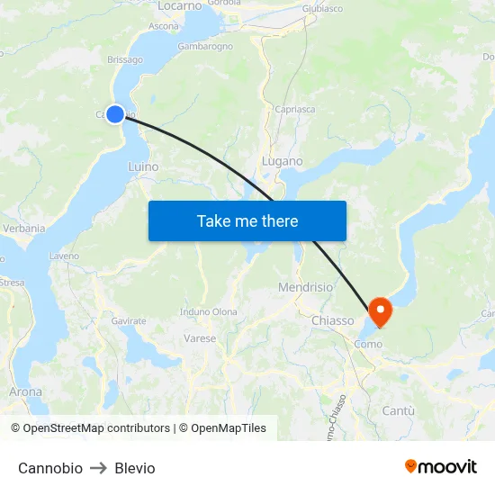 Cannobio to Blevio map