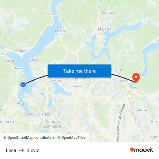 Lesa to Blevio map
