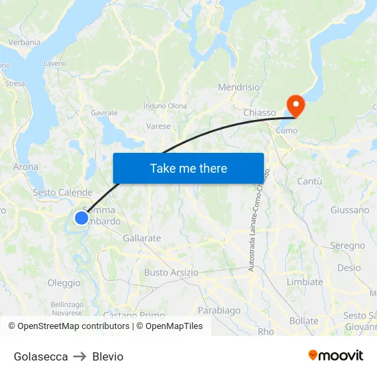 Golasecca to Blevio map