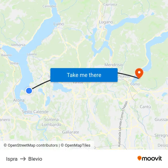 Ispra to Blevio map
