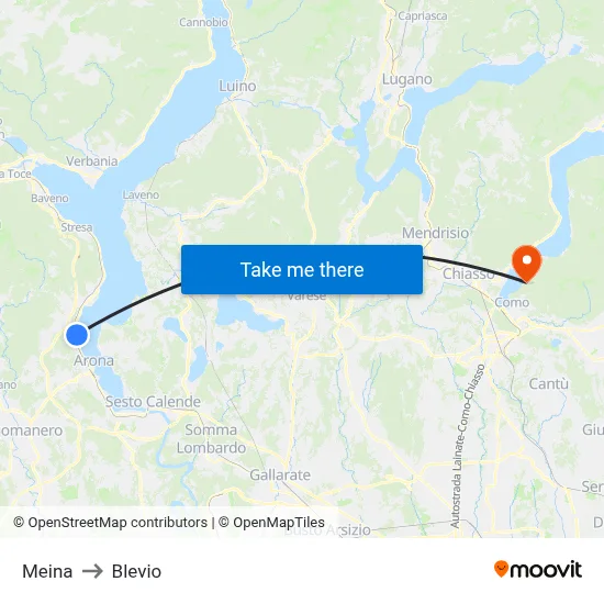 Meina to Blevio map