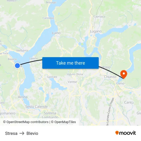 Stresa to Blevio map