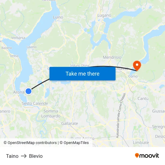 Taino to Blevio map