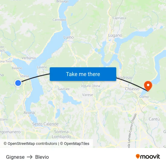 Gignese to Blevio map