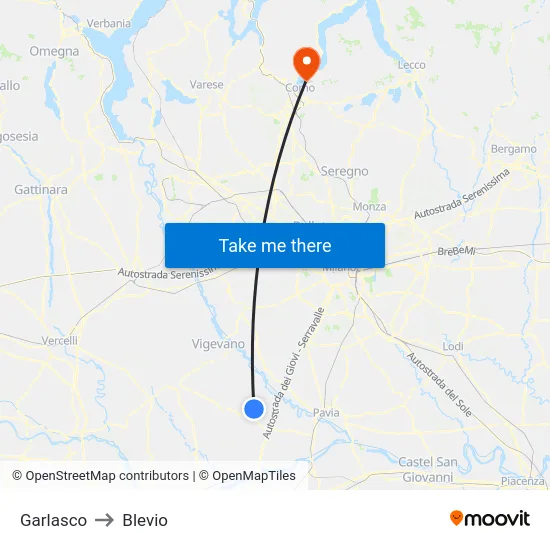 Garlasco to Blevio map