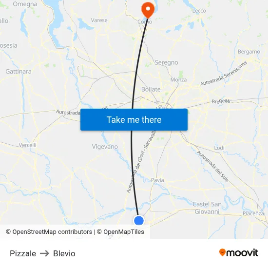 Pizzale to Blevio map