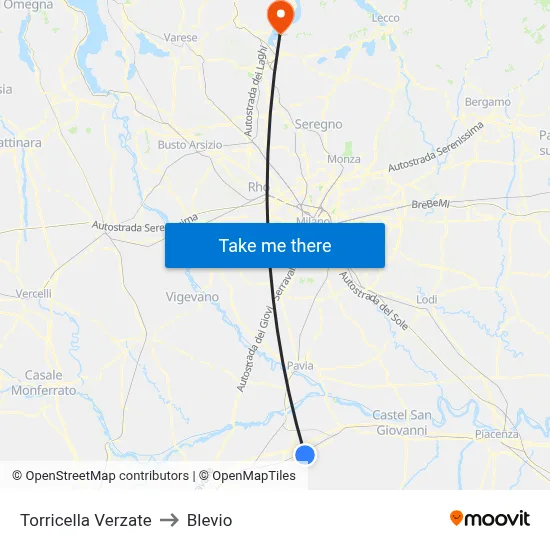 Torricella Verzate to Blevio map