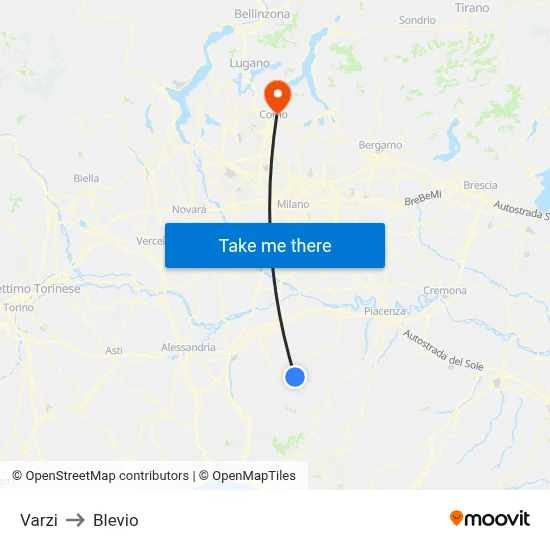 Varzi to Blevio map