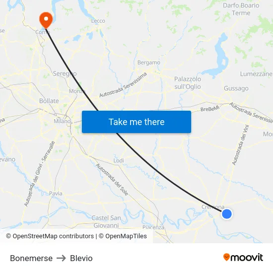 Bonemerse to Blevio map