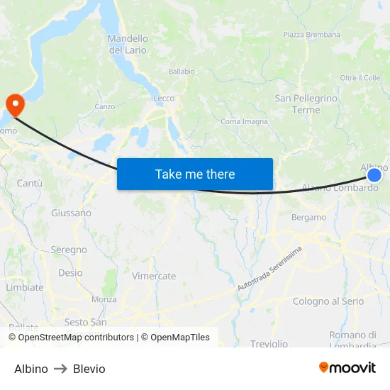 Albino to Blevio map