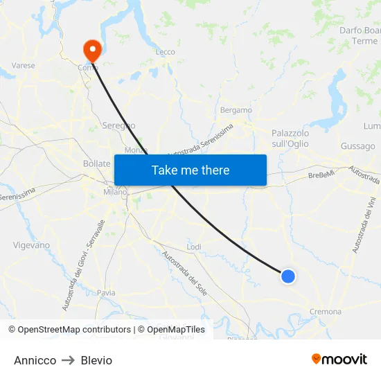 Annicco to Blevio map