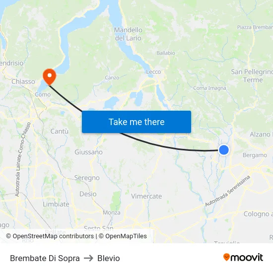 Brembate Di Sopra to Blevio map