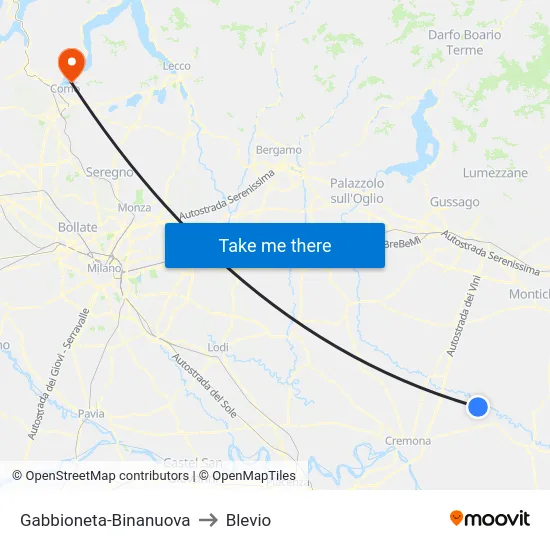 Gabbioneta-Binanuova to Blevio map