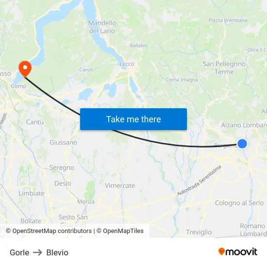 Gorle to Blevio map