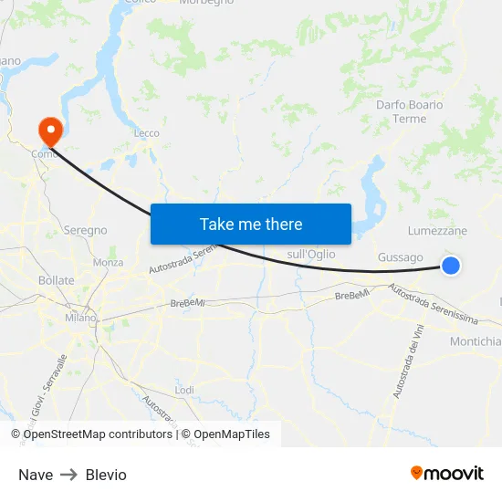 Ship to Blevio map
