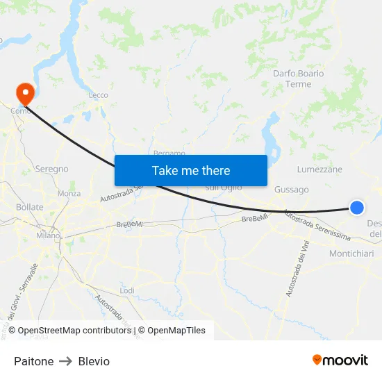 Paitone to Blevio map