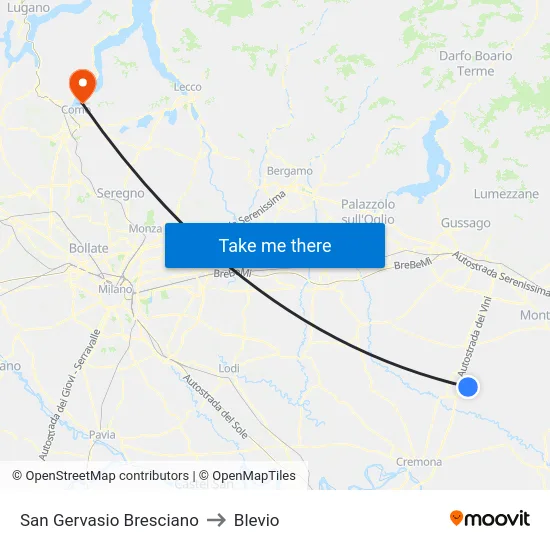 San Gervasio Bresciano to Blevio map