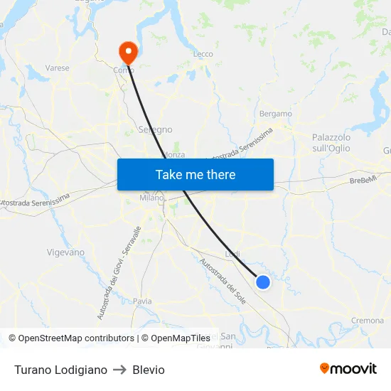 Turano Lodigiano to Blevio map
