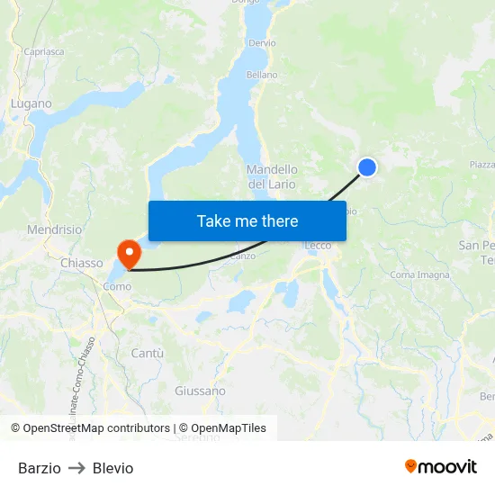 Barzio to Blevio map